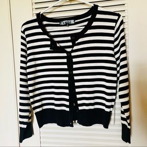 Unique Vintage Black and White Cropped Cardigan
